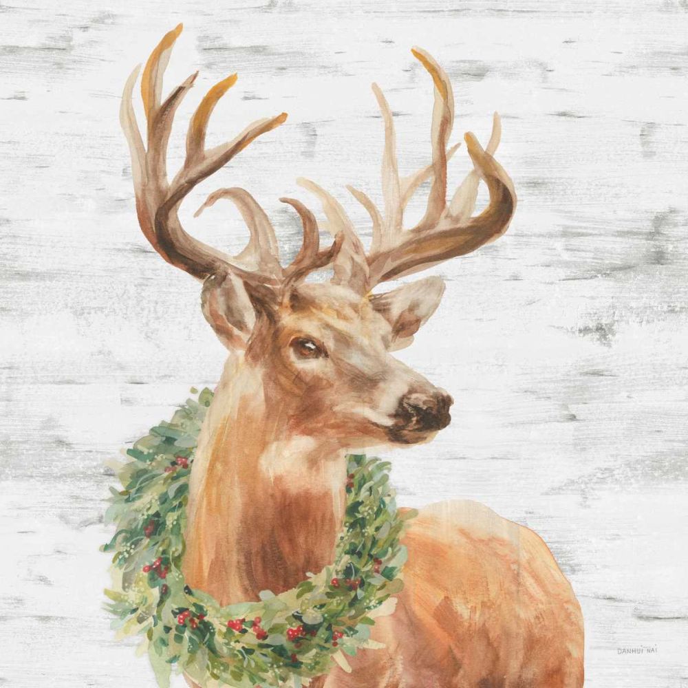 Woodland Holidays Stag Gray art print by Danhui Nai for $57.95 CAD