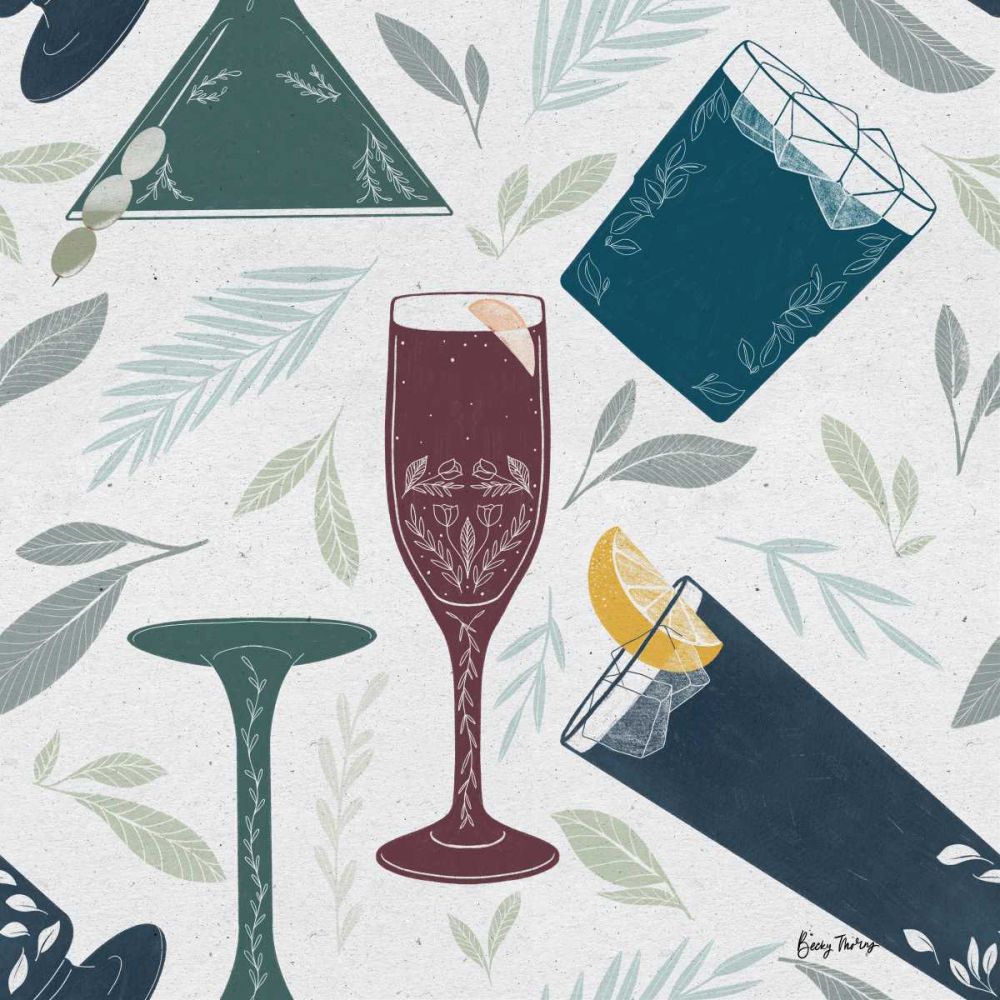 Fruity Cocktails Pattern IV art print by Becky Thorns for $57.95 CAD
