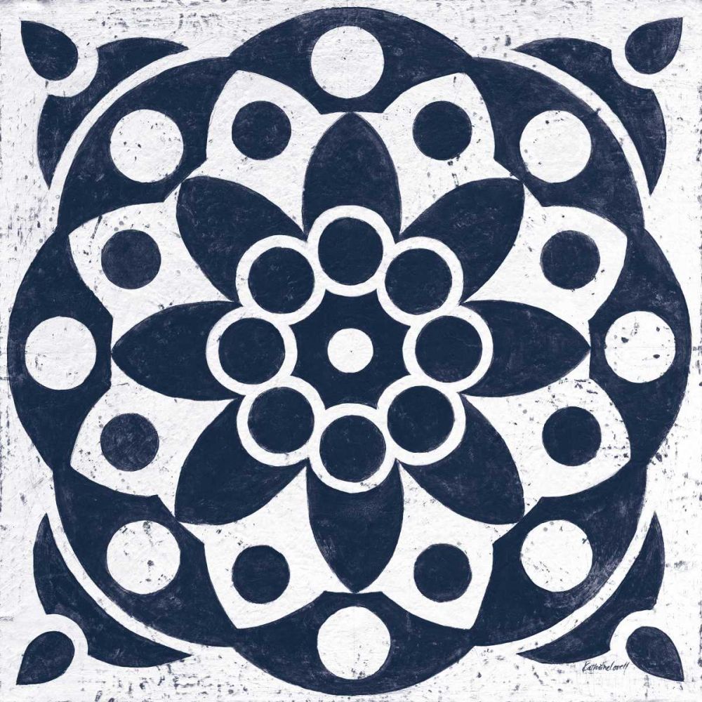Blue and White Tile II art print by Kathrine Lovell for $57.95 CAD