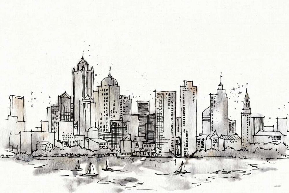 Skyline Sketches III No Words Flowers art print by Anne Tavoletti for $57.95 CAD