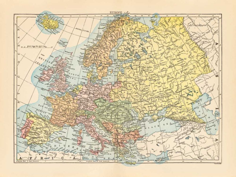 Map of Europe art print by Wild Apple Portfolio for $57.95 CAD