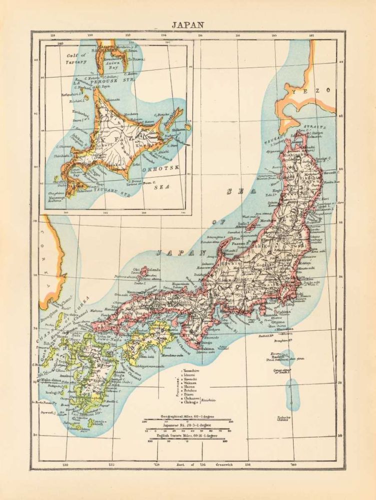 Map of Japan art print by Wild Apple Portfolio for $57.95 CAD