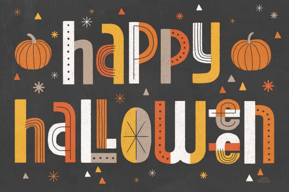 Retro Halloween I Black art print by Laura Marshall for $57.95 CAD