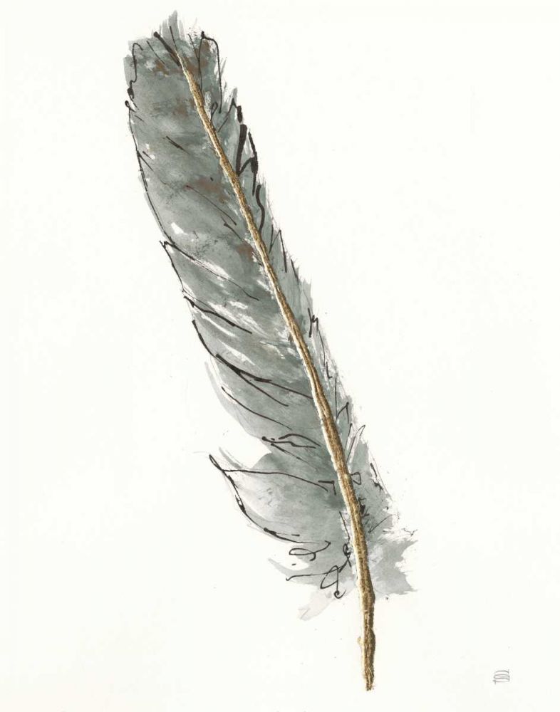Gold Feathers II Green art print by Chris Paschke for $57.95 CAD