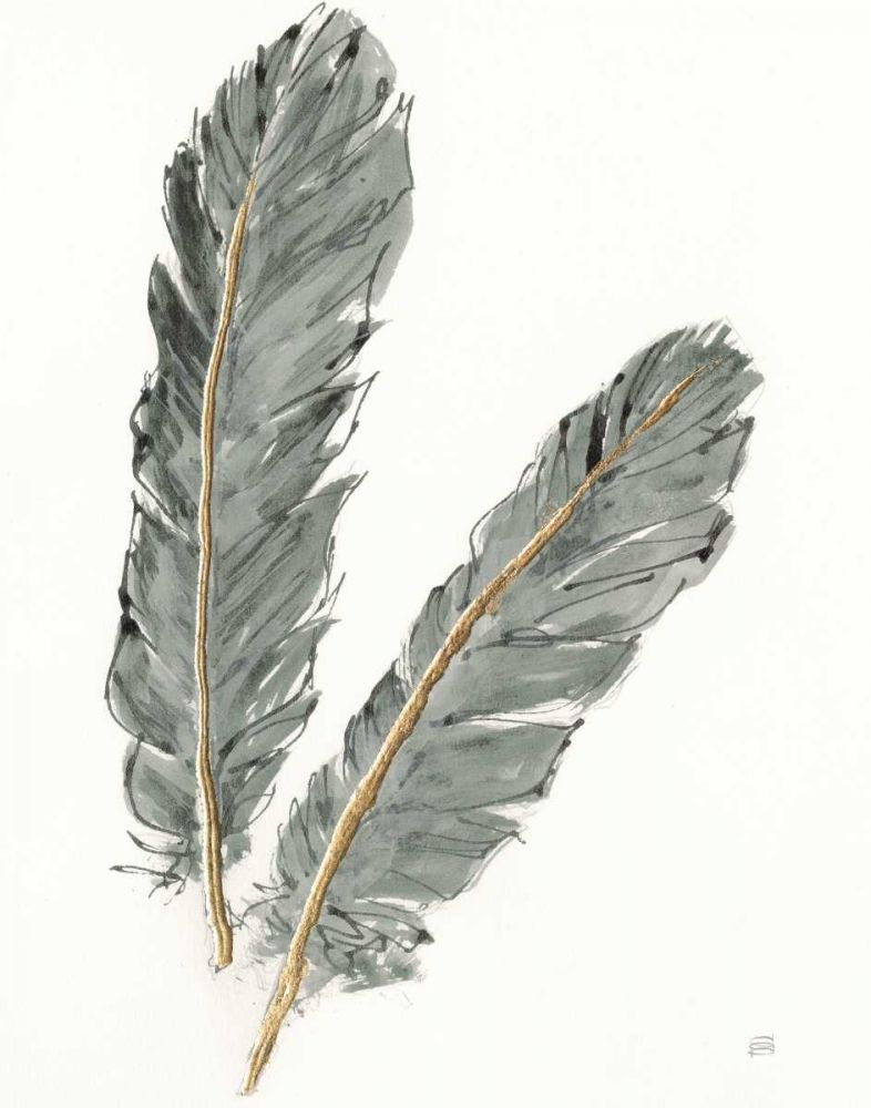 Gold Feathers IV on Grey art print by Chris Paschke for $57.95 CAD