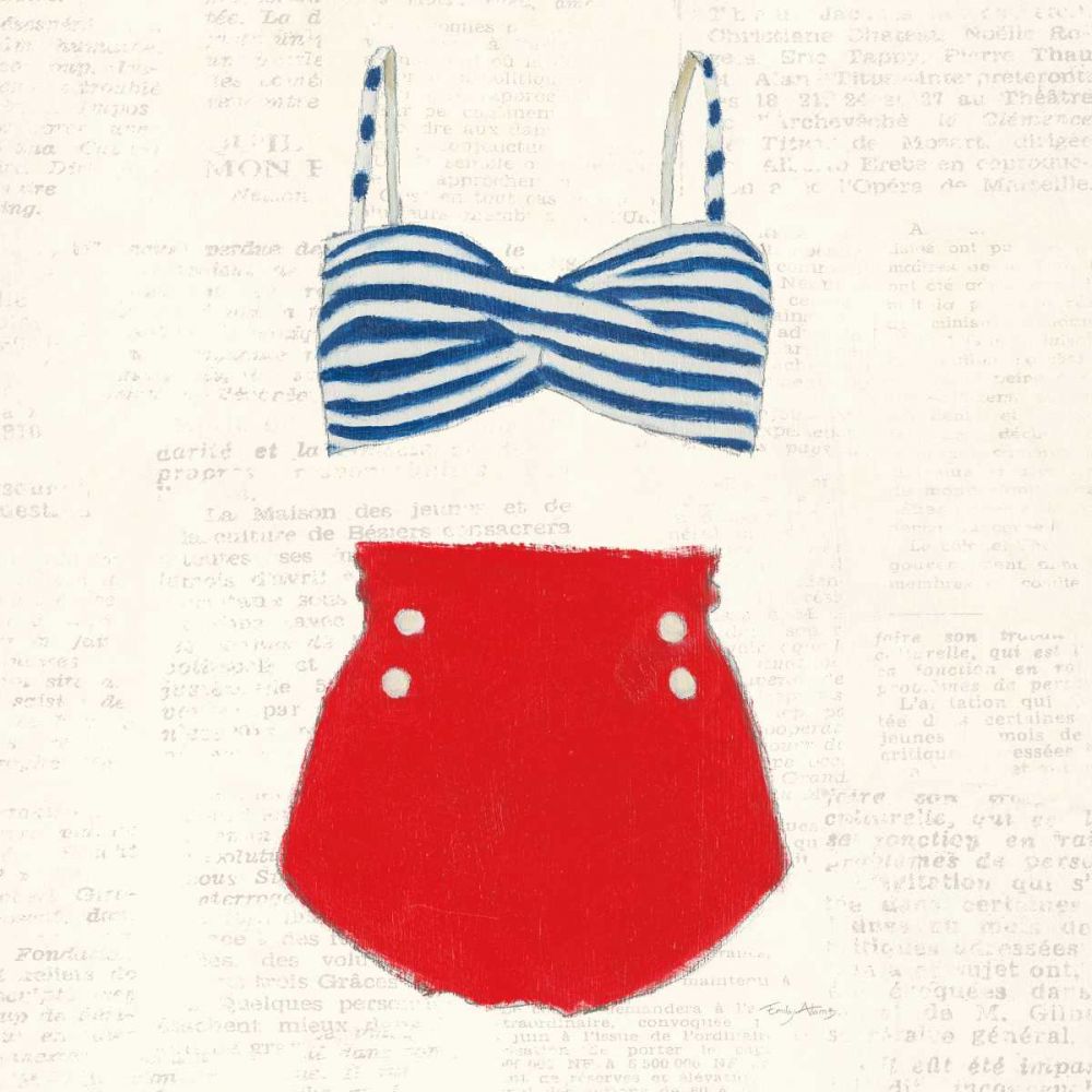 Retro Swimwear IV Newsprint Sq art print by Emily Adams for $57.95 CAD