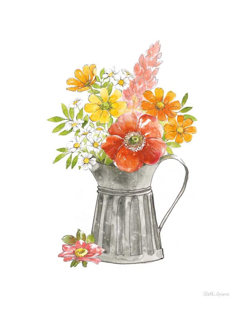Farmhouse Floral VII White art print by Beth Grove for $57.95 CAD