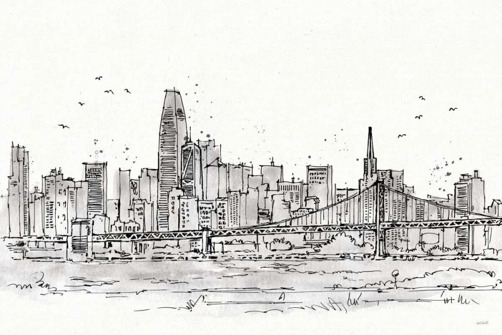 Skyline Sketches VII No Words Flowers art print by Anne Tavoletti for $57.95 CAD