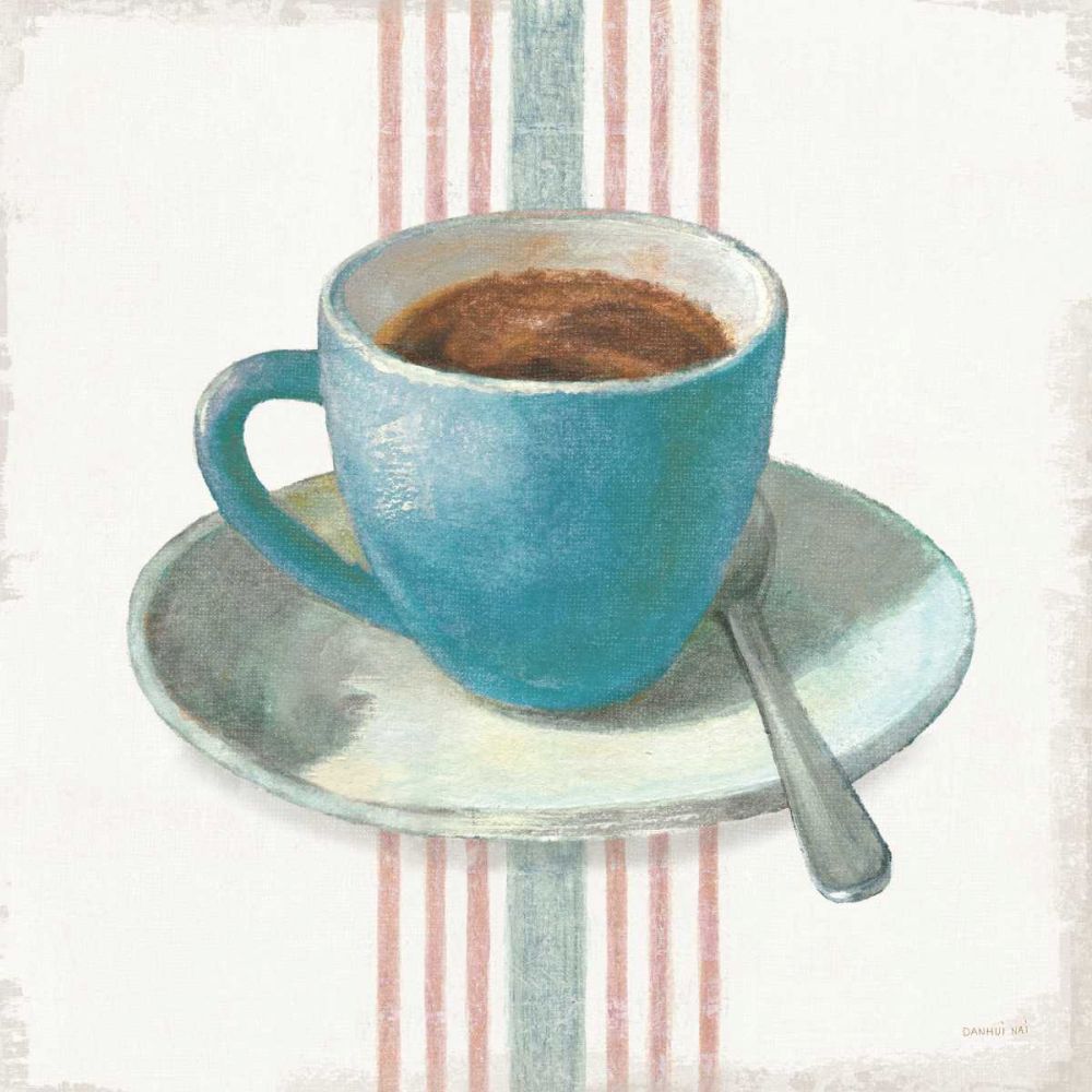 Wake Me Up Coffee IV Blue with Stripes No Cookie art print by Danhui Nai for $57.95 CAD