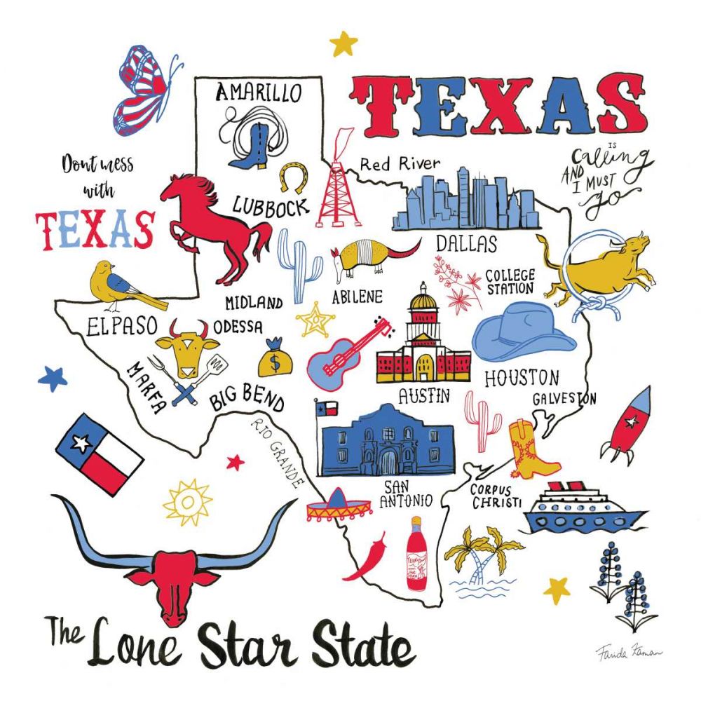 Texas art print by Farida Zaman for $57.95 CAD