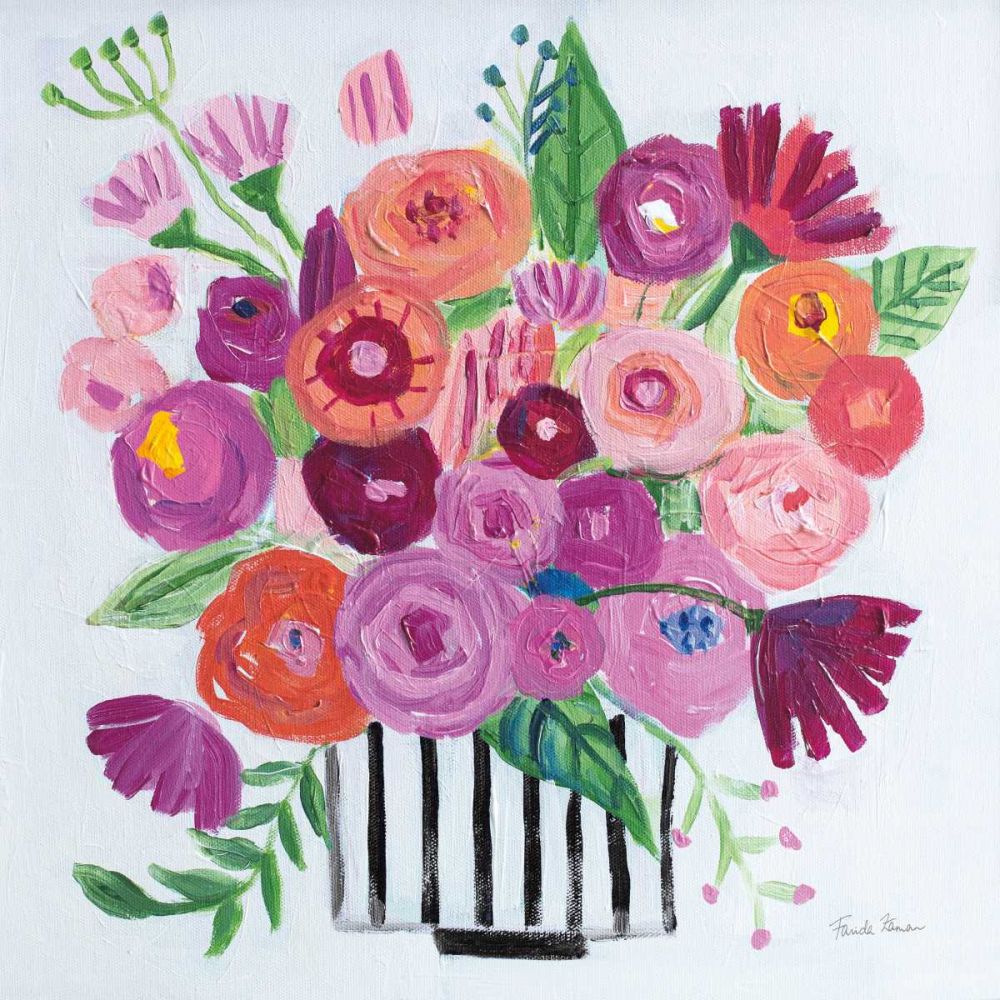 Pink Blossoms II Black Lines art print by Farida Zaman for $57.95 CAD