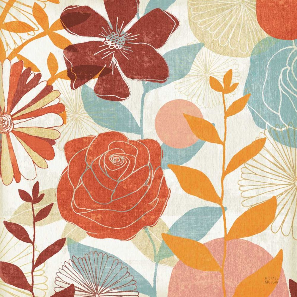 Floral Burst II Warm art print by Michael Mullan for $57.95 CAD