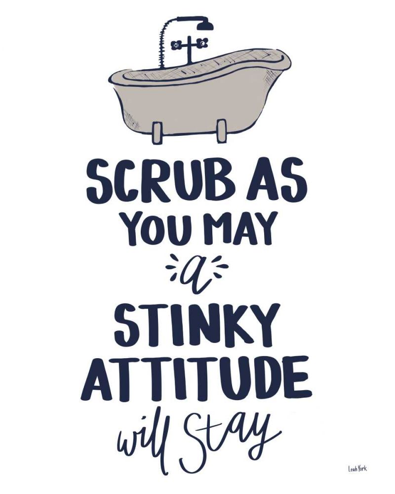 Bathroom Etiquette II Navy Gray art print by Leah York for $57.95 CAD
