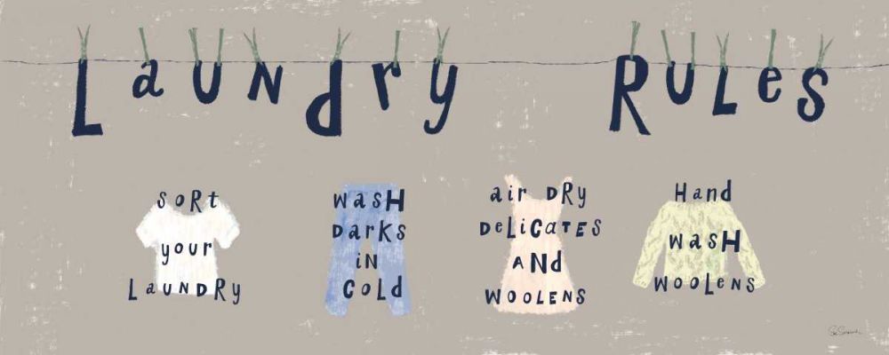 Laundry Rules I Gray art print by Sue Schlabach for $57.95 CAD