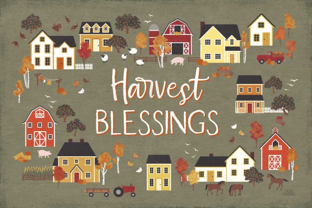 Harvest Village I Script art print by Laura Marshall for $57.95 CAD