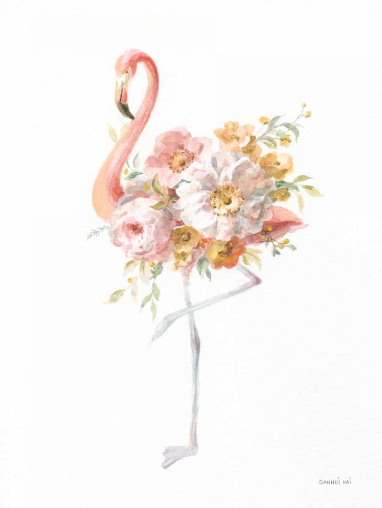 Floral Flamingo II art print by Danhui Nai for $57.95 CAD