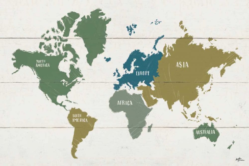 Peace and Lodge World Map art print by Janelle Penner for $57.95 CAD