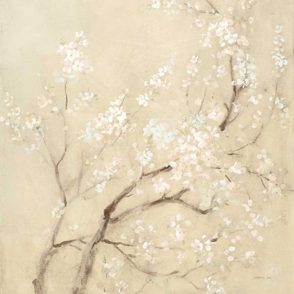 White Cherry Blossoms I Linen Crop art print by Danhui Nai for $57.95 CAD