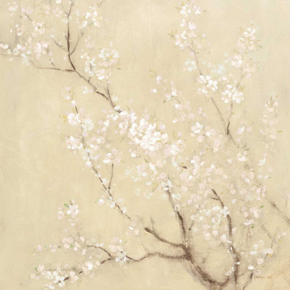 White Cherry Blossoms I Linen Crop art print by Danhui Nai for $57.95 CAD