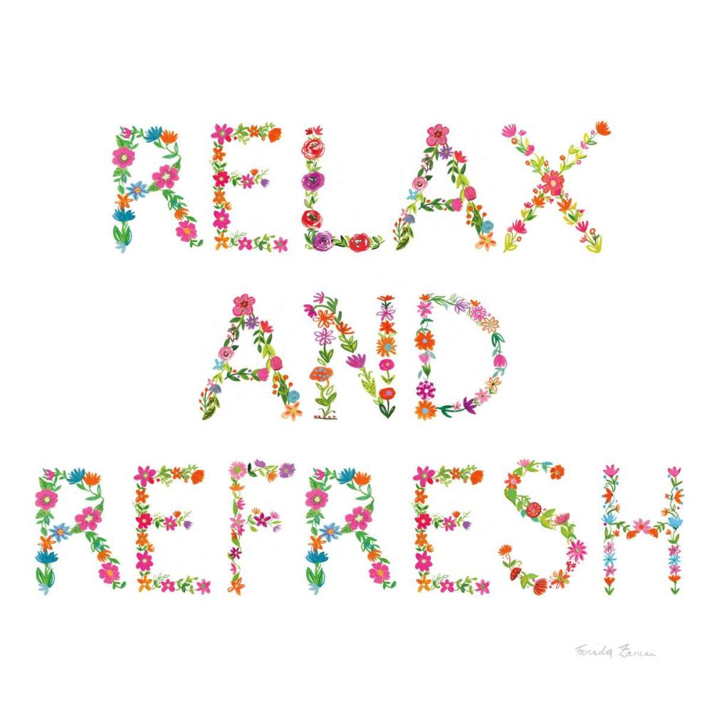 Floral Bathroom Relax and Refresh art print by Farida Zaman for $57.95 CAD