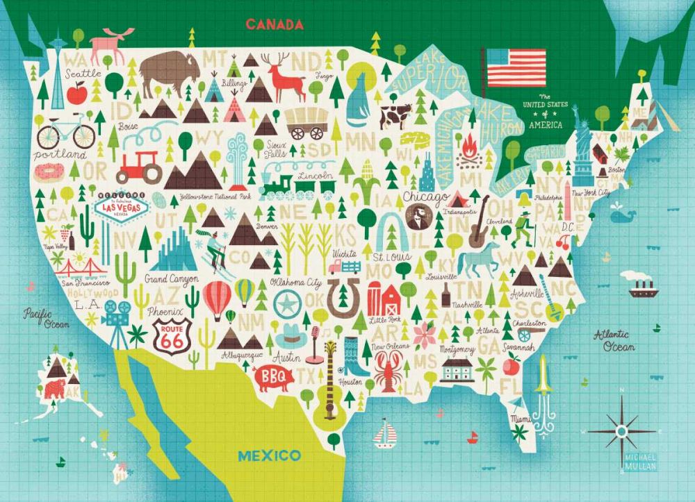 Illustrate USA waves art print by Michael Mullan for $57.95 CAD