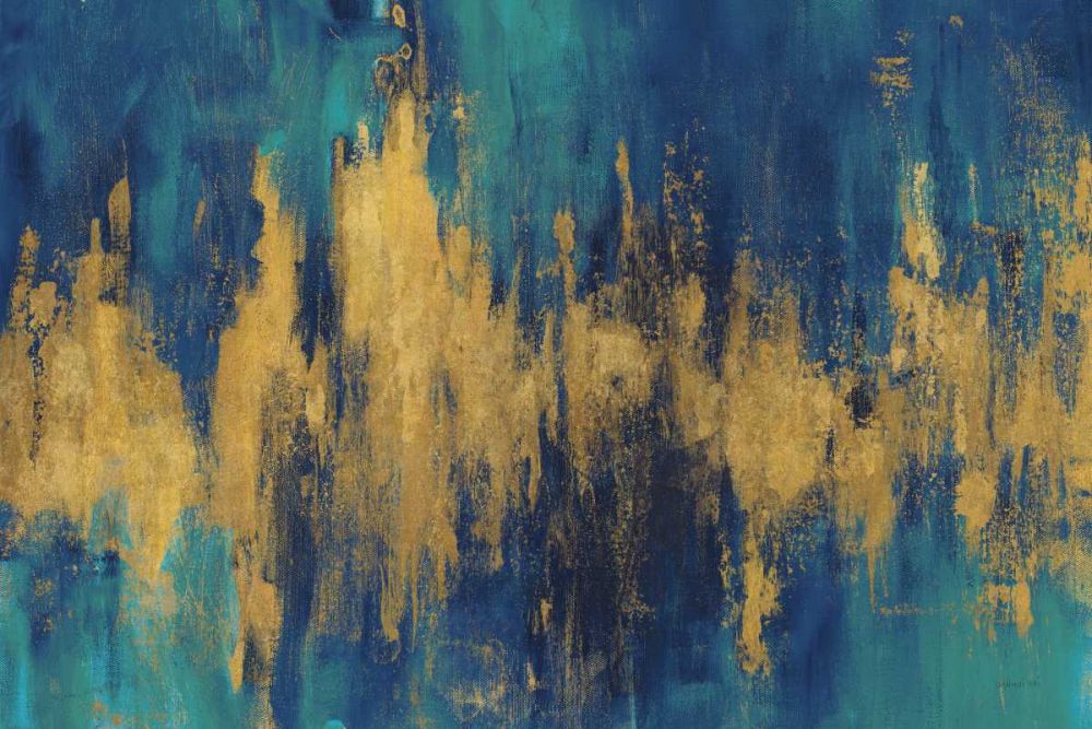 Blue and Gold Abstract Crop art print by Danhui Nai for $57.95 CAD