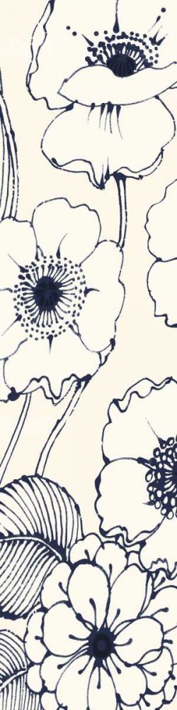 Navy Pen and Ink Flowers II Crop art print by Wild Apple Portfolio for $57.95 CAD