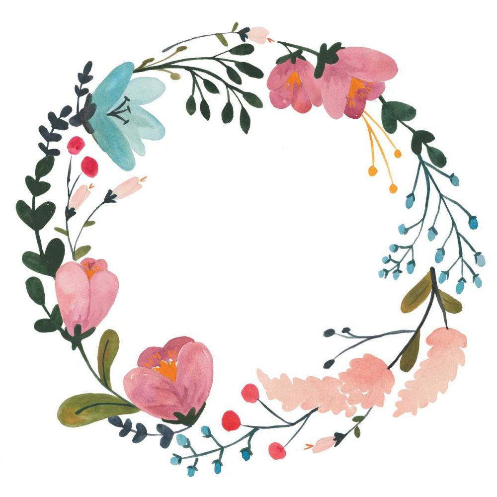 Romantic Floral Wreath II art print by Wild Apple Portfolio for $57.95 CAD