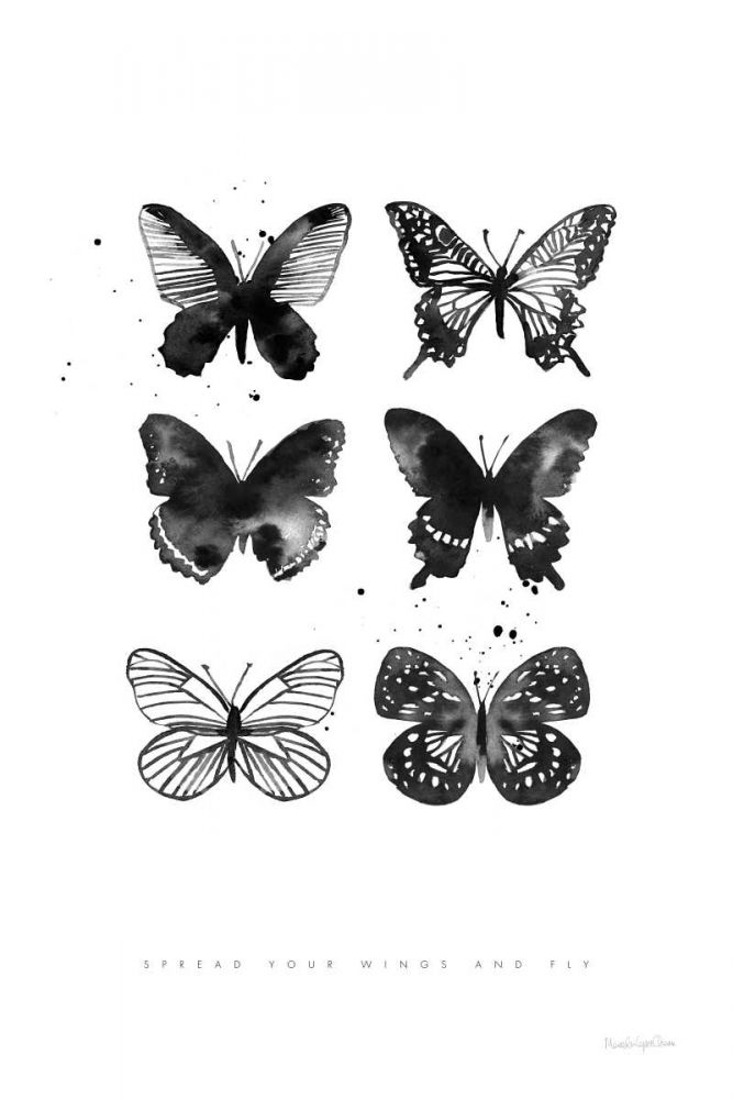 Six Inky Butterflies art print by Mercedes Lopez Charro for $57.95 CAD