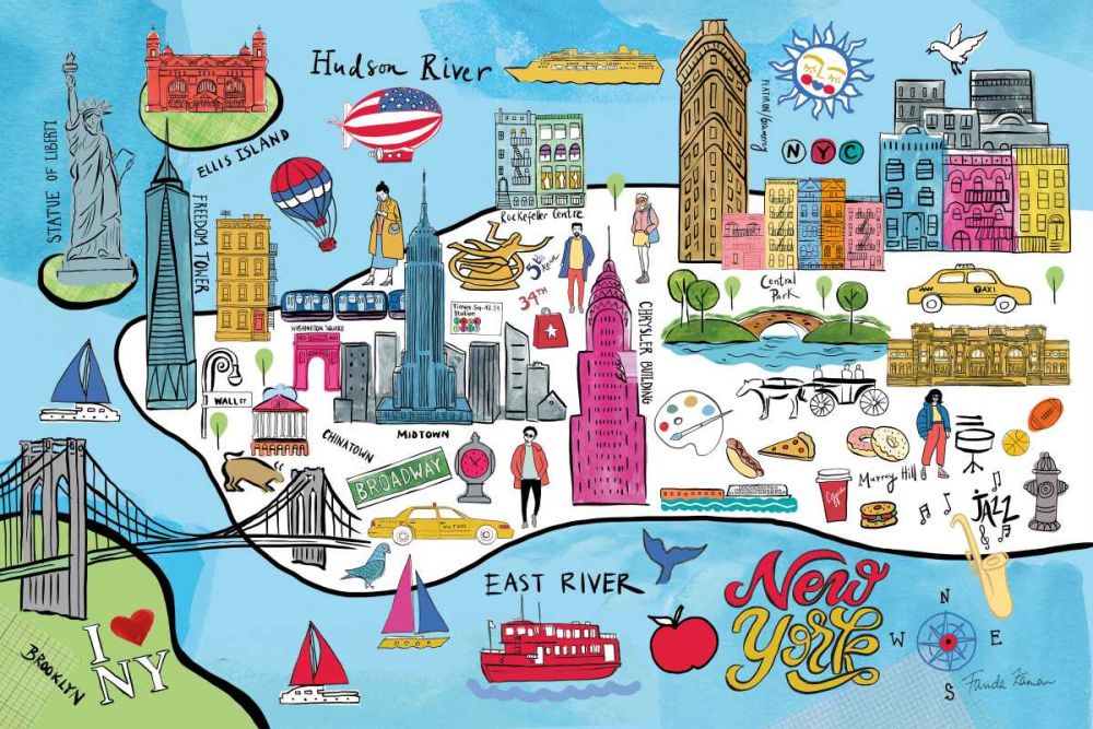 New York Map art print by Farida Zaman for $57.95 CAD
