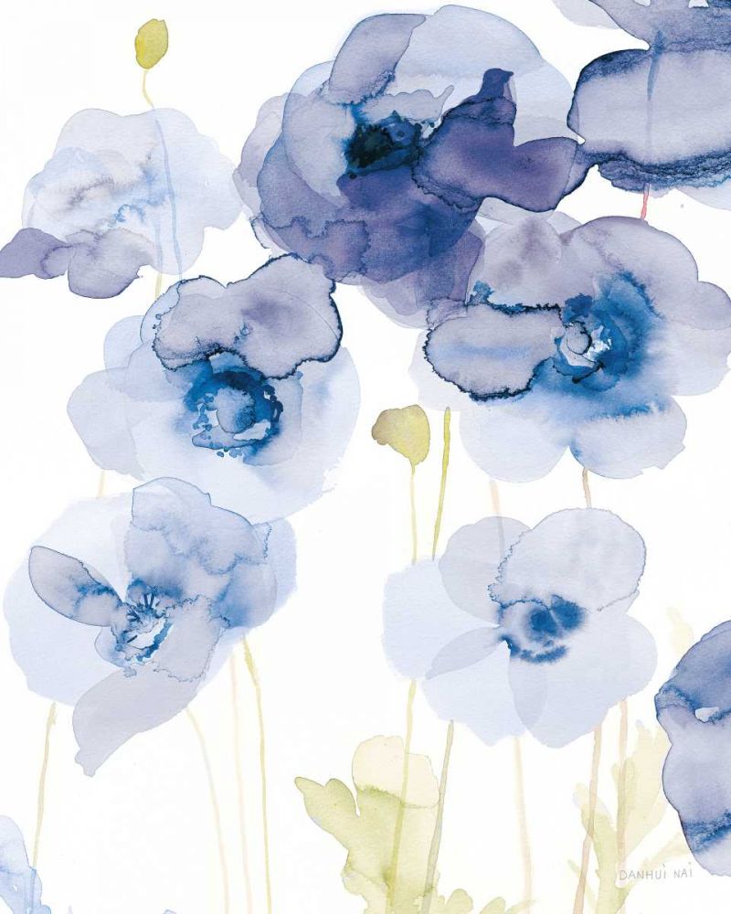 Delicate Poppies III Blue art print by Danhui Nai for $57.95 CAD