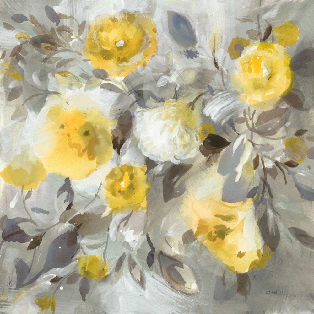 Floral Uplift Yellow Gray art print by Danhui Nai for $57.95 CAD