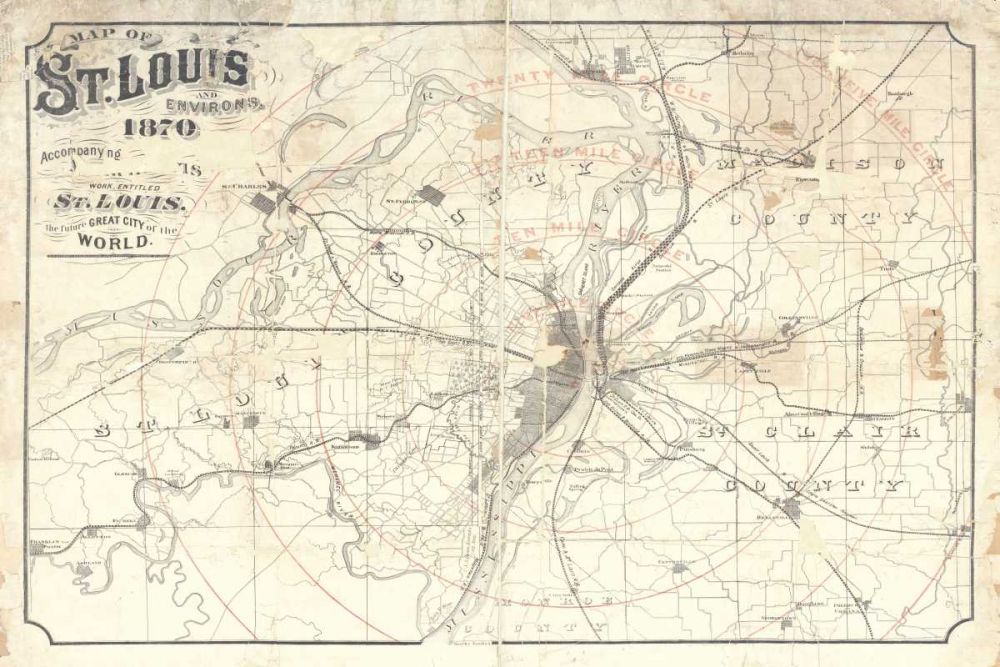 Vintage St Louis Map v2 art print by Wild Apple Portfolio for $57.95 CAD