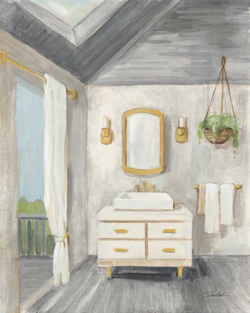 Attic Bathroom I Gray Wood art print by Silvia Vassileva for $57.95 CAD