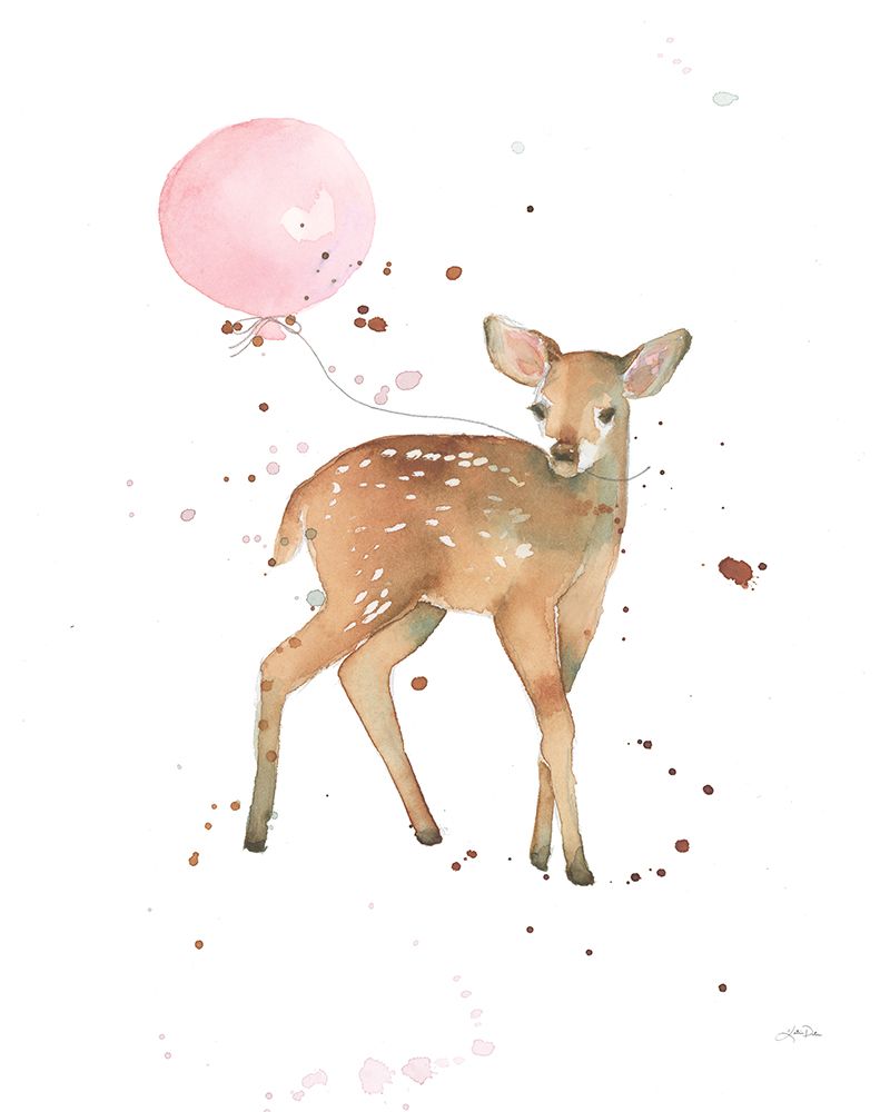 Festive Fawn Pink Balloon art print by Katrina Pete for $57.95 CAD