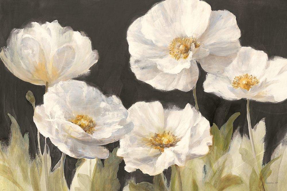 White Anemones on Black art print by Danhui Nai for $57.95 CAD