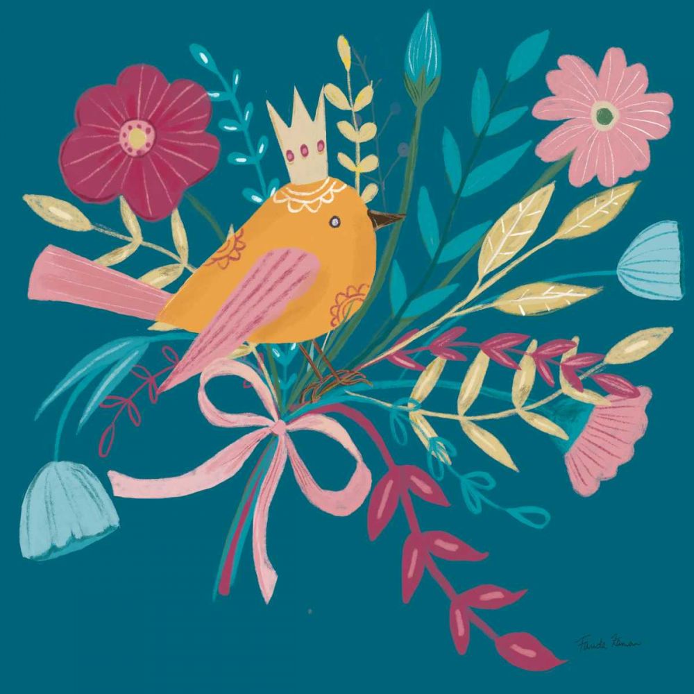 Royal Birds II Blue art print by Farida Zaman for $57.95 CAD