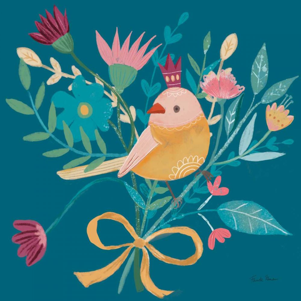 Royal Birds III Blue art print by Farida Zaman for $57.95 CAD