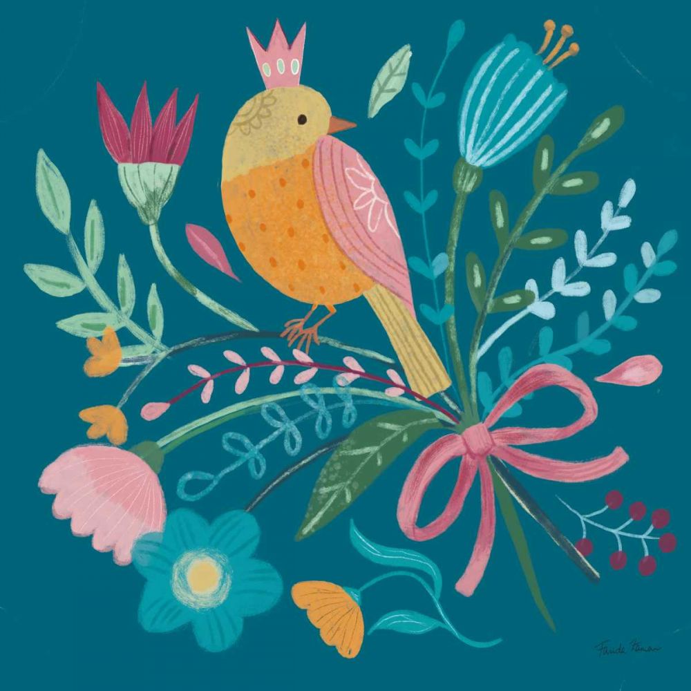 Royal Birds IV Blue art print by Farida Zaman for $57.95 CAD