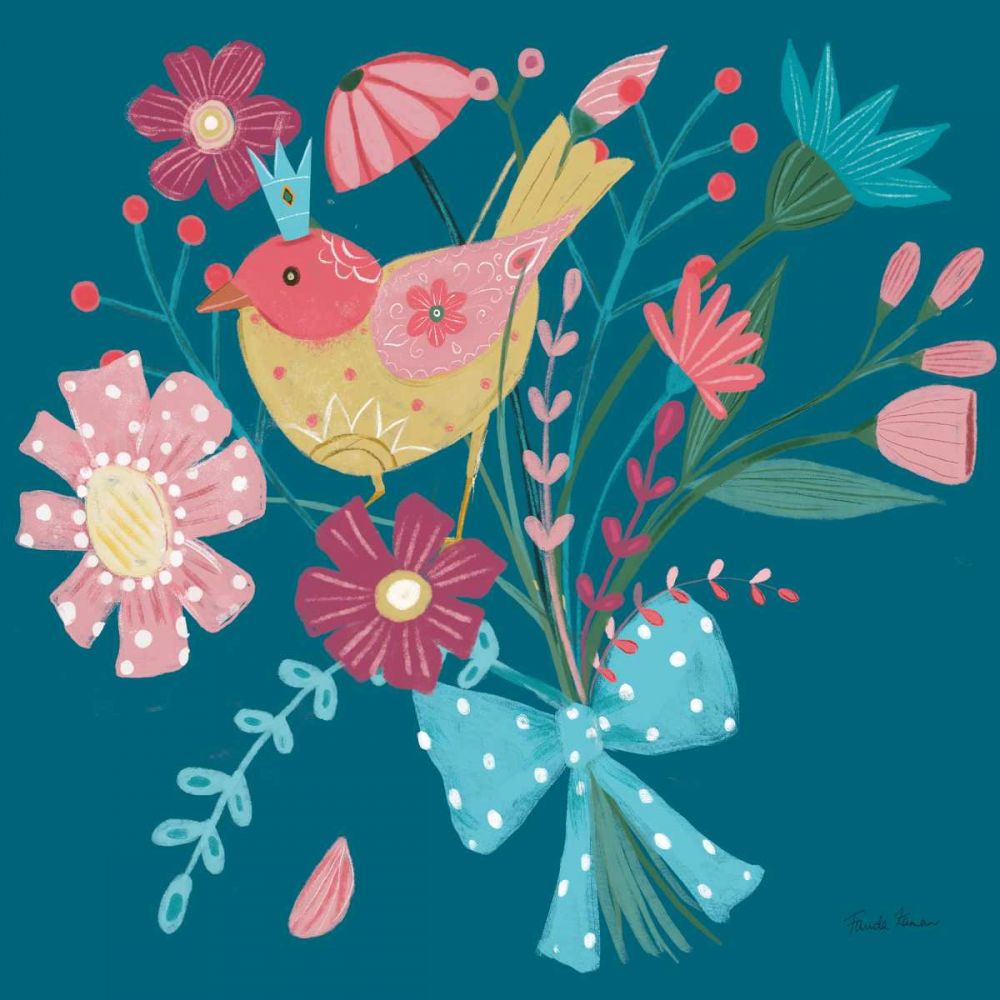 Royal Birds V Blue art print by Farida Zaman for $57.95 CAD