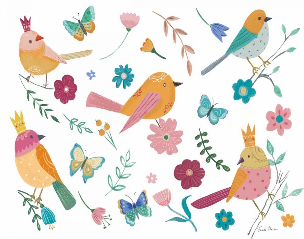 Royal Birds I White art print by Farida Zaman for $57.95 CAD