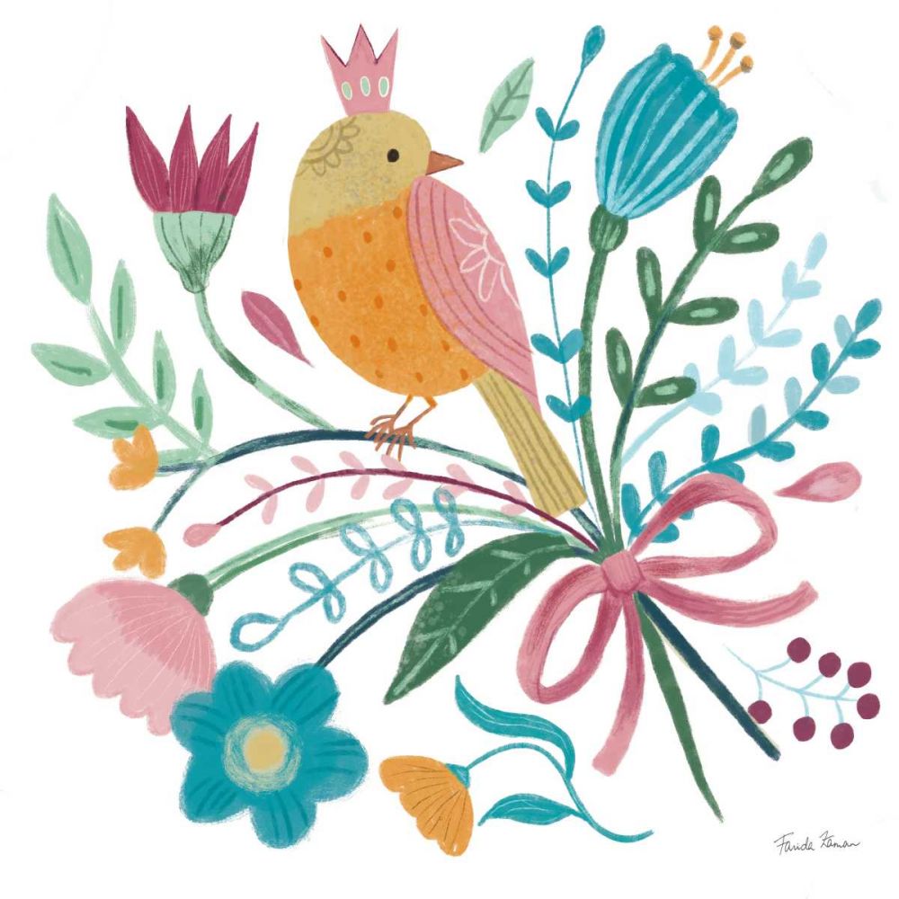Royal Birds IV White art print by Farida Zaman for $57.95 CAD