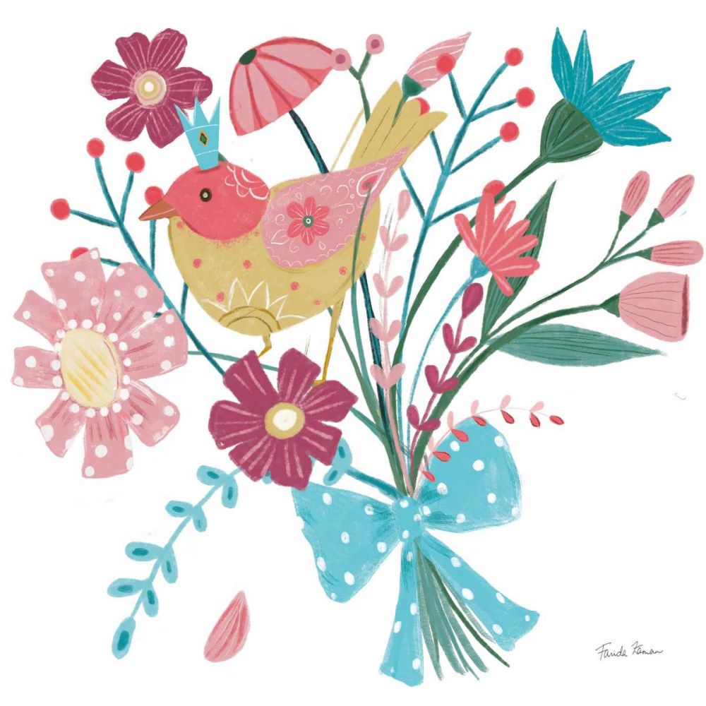 Royal Birds V White art print by Farida Zaman for $57.95 CAD