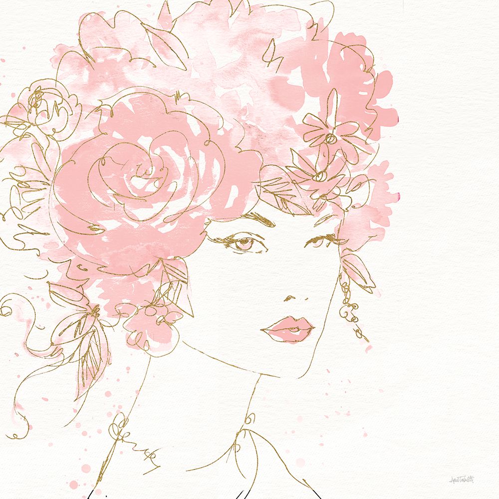 Floral Figures I Pink Gold Sq art print by Anne Tavoletti for $57.95 CAD