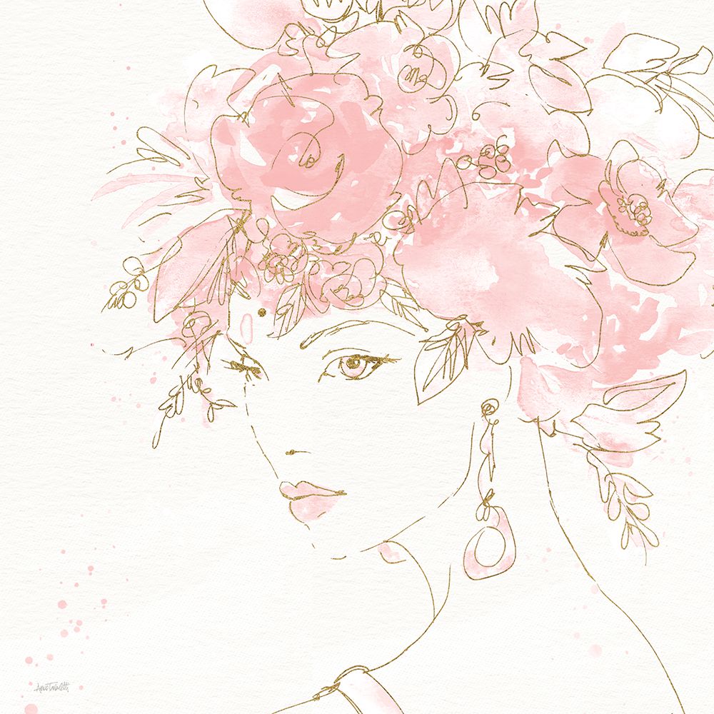 Floral Figures II Pink Gold Sq art print by Anne Tavoletti for $57.95 CAD