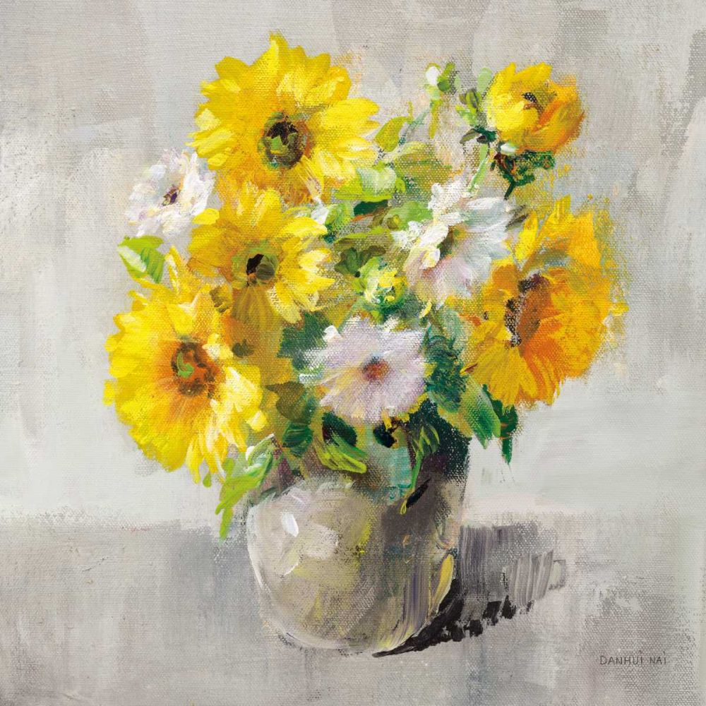 Sunflower Still Life I on Gray art print by Danhui Nai for $57.95 CAD