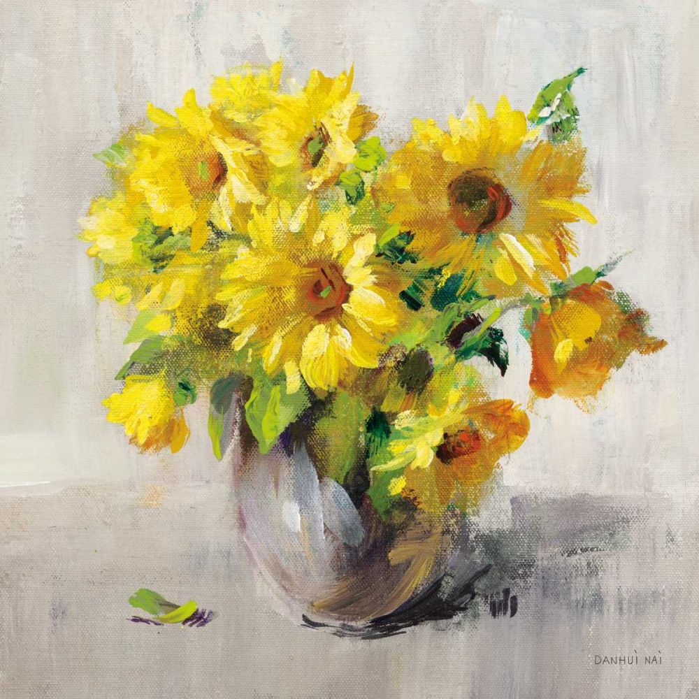Sunflower Still Life II on Gray art print by Danhui Nai for $57.95 CAD