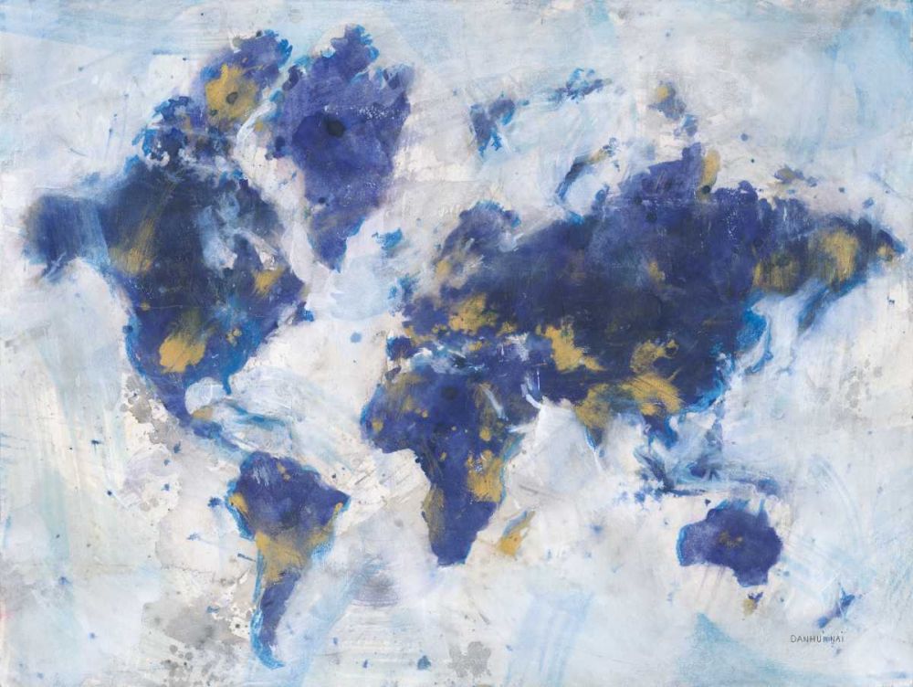 Indigo World Map art print by Danhui Nai for $57.95 CAD