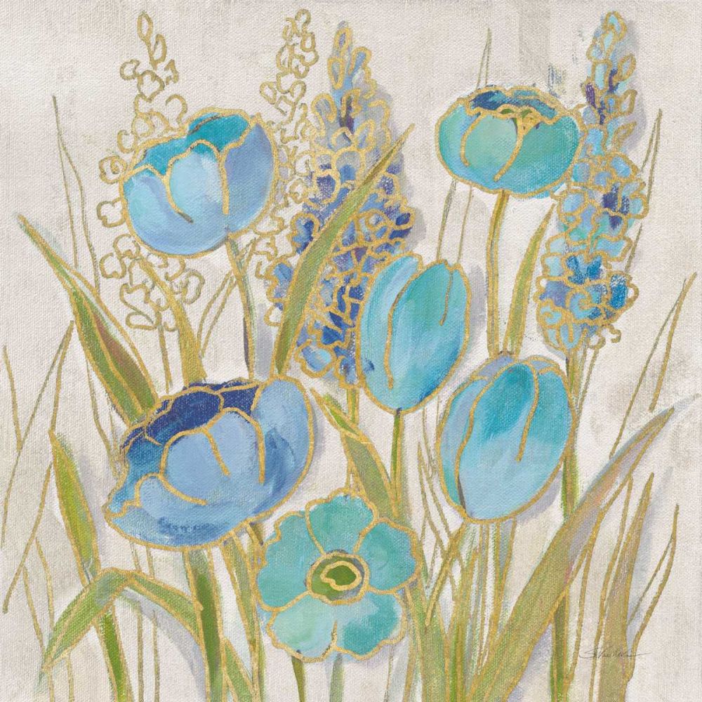 Opalescent Floral II Blue art print by Silvia Vassileva for $57.95 CAD