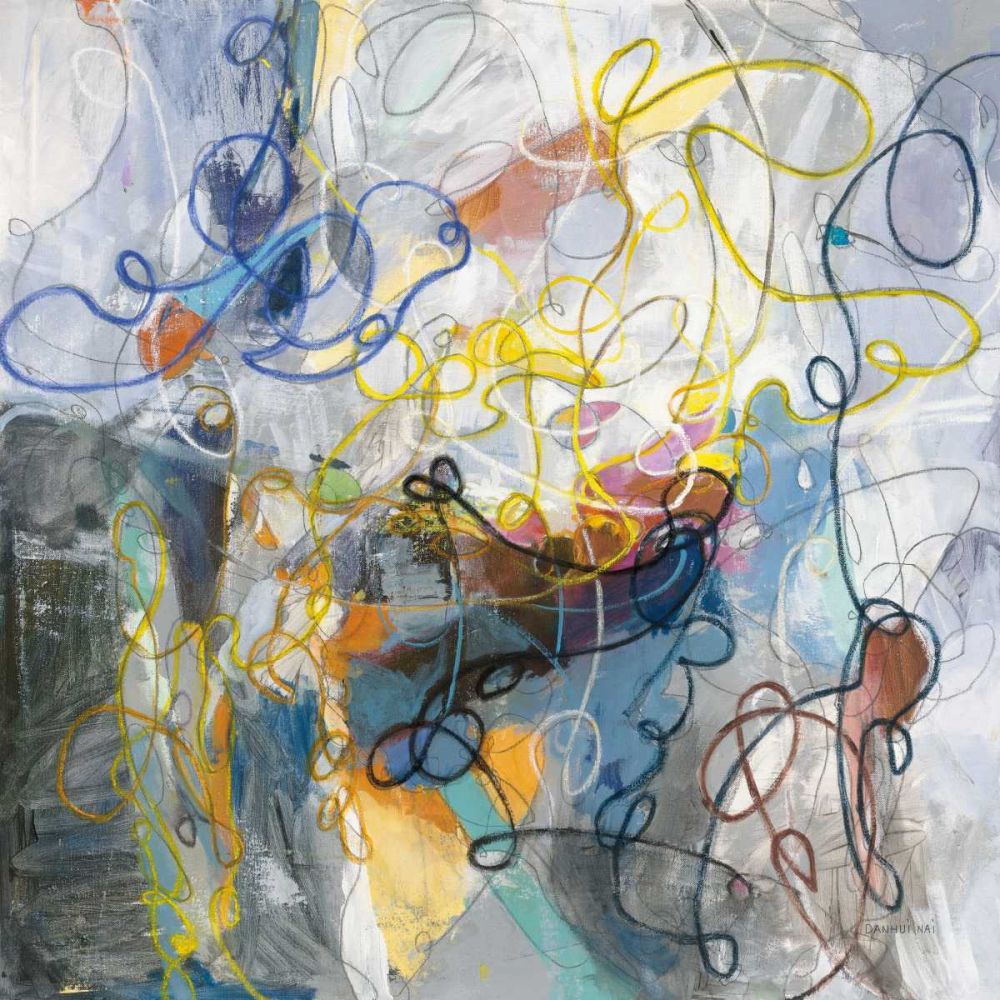 Blue and Sienna Abstract art print by Danhui Nai for $57.95 CAD